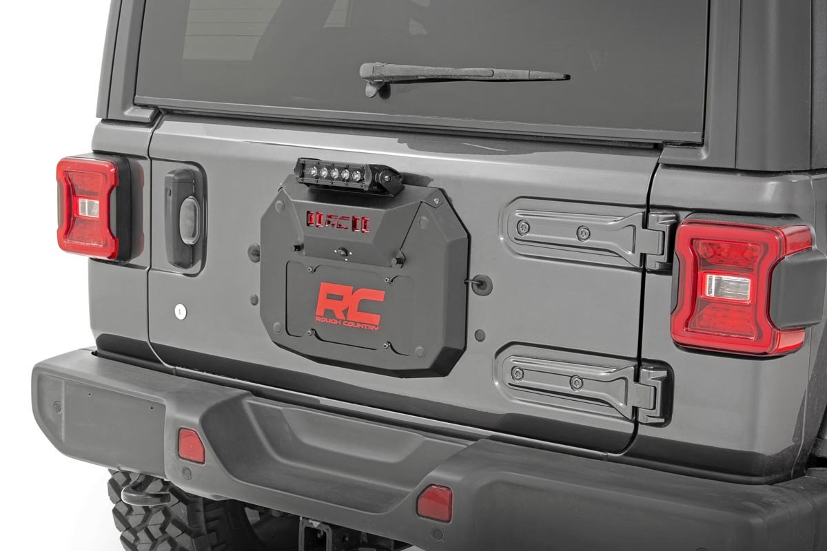 Jeep Spare Tire Delete Kit w/8 Inch Chrome Series LED 18-20 Wrangler JL Rough Country