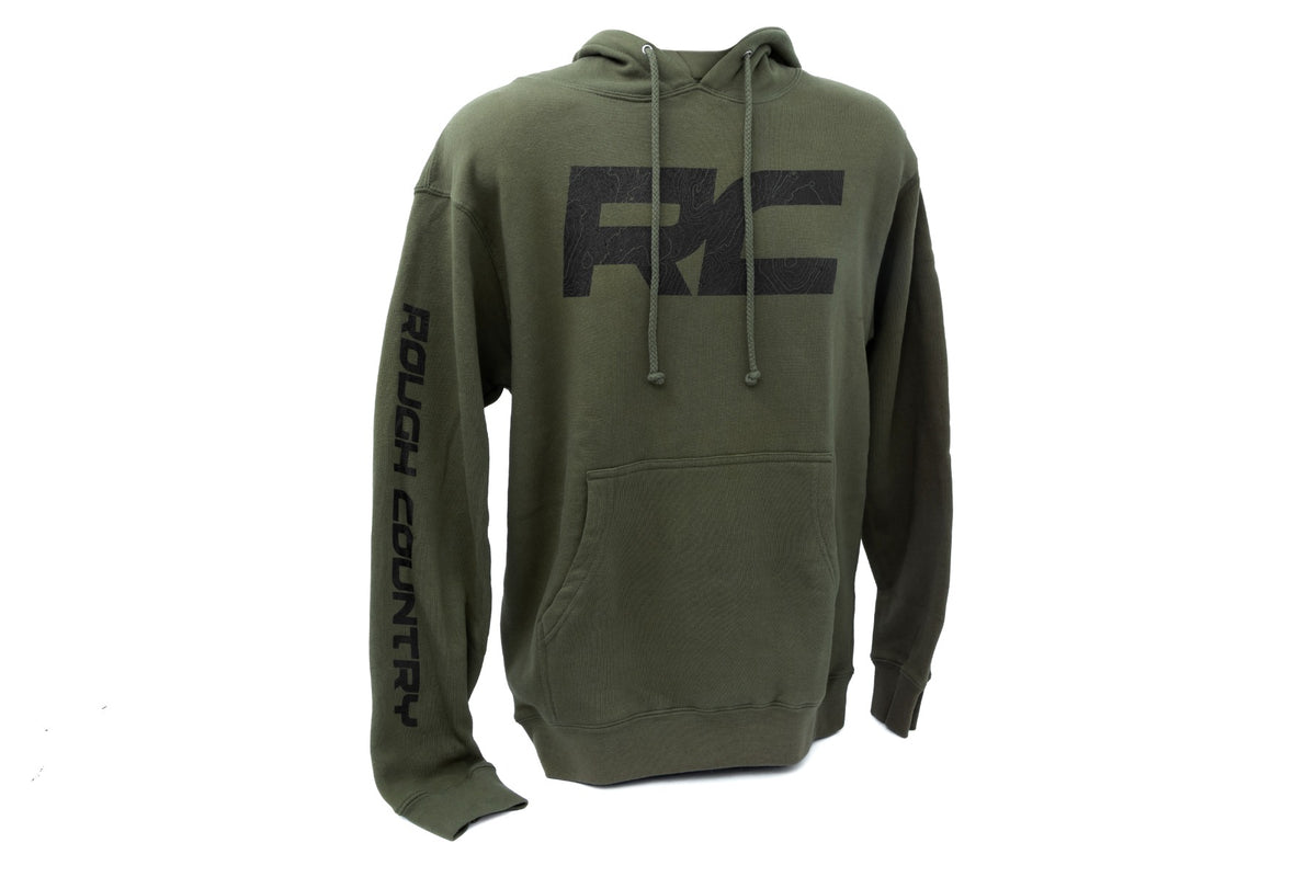 Rough Country Hoodie | RC Topographical Sleeve | Army Green | MD