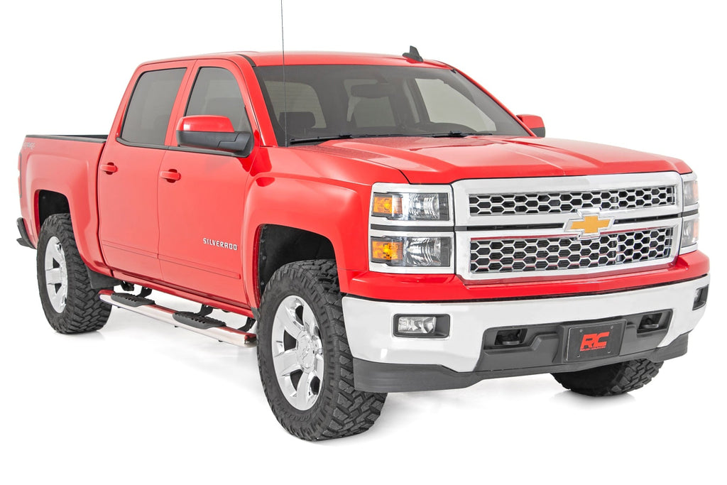Oval Nerf Steps Stainless Crew Cab DEF Tank Silverado/Sierra 1500/2500HD/3500HD (07-19 & Classic) Rough Country