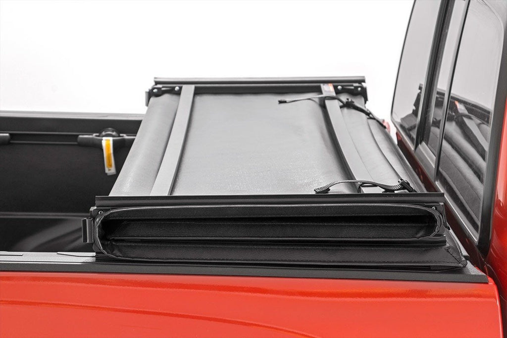 Soft Tri-Fold Bed Cover 5 Foot 7 Inch Bed Ford F-150 (21-26)/F-150 Lightning (22-26) Rough Country