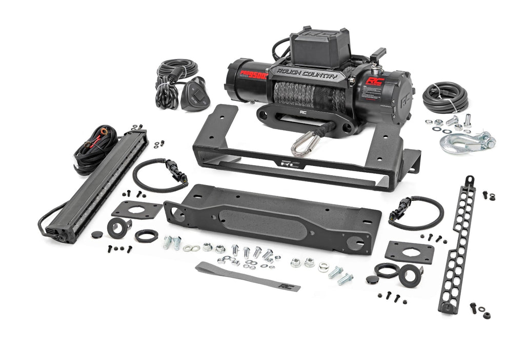 High Winch Mount All Models 9500S 20 Inch Black Single Row LED Amber DRL Ford Bronco (21-25) Rough Country