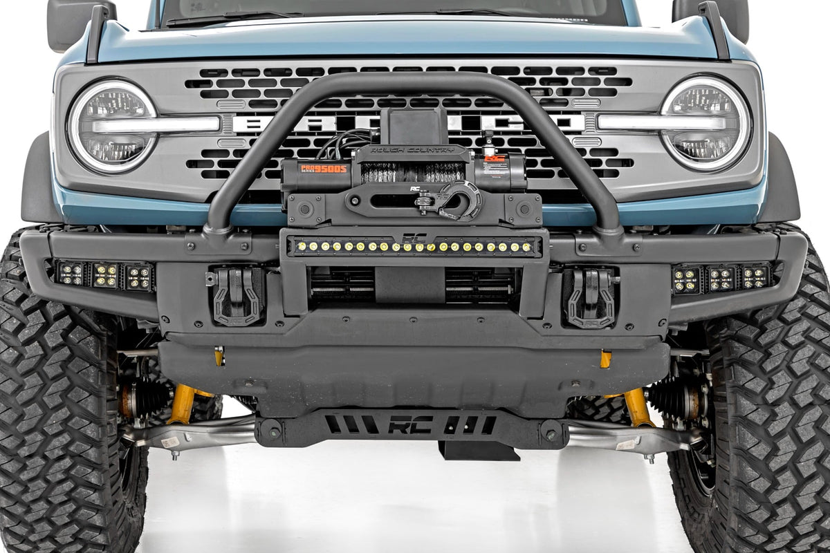 High Winch Mount All Models 9500S 20 Inch Black Single Row LED Amber DRL Ford Bronco (21-25) Rough Country