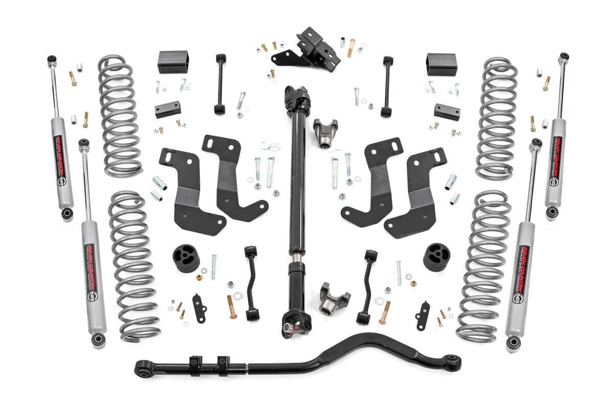 3.5 Inch lift Kit C/A Drop FR D/S Jeep Wrangler Unlimited 4WD (18-23) Rough Country