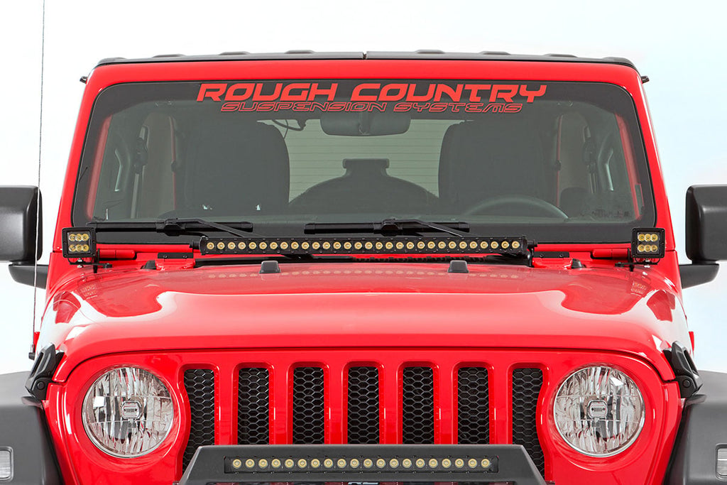 LED Light Kit Hinge Mount 2 Inch Black Pair Jeep Gladiator JT/Wrangler JL (18-26) Rough Country