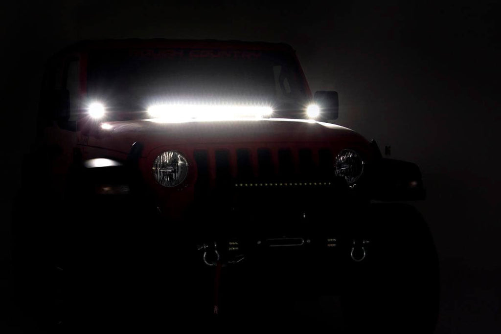 LED Light Kit Hinge Mount 2 Inch Black Pair Jeep Gladiator JT/Wrangler JL (18-26) Rough Country