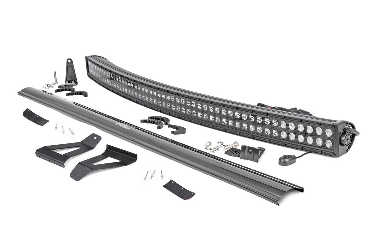 LED Light Kit Windshield Mount 50 Inch Black Dual Row Jeep Cherokee XJ (84-01) Rough Country