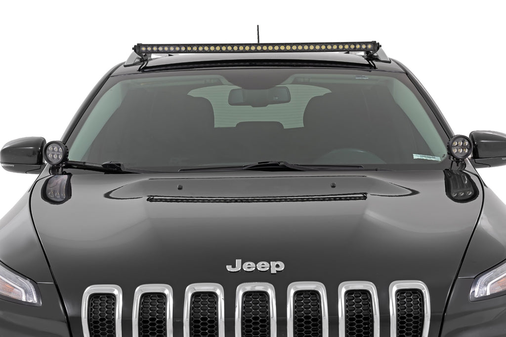 LED Light Kit Ditch Mount 3 Inch OSRAM Wide Jeep Cherokee KL (14-21) Rough Country