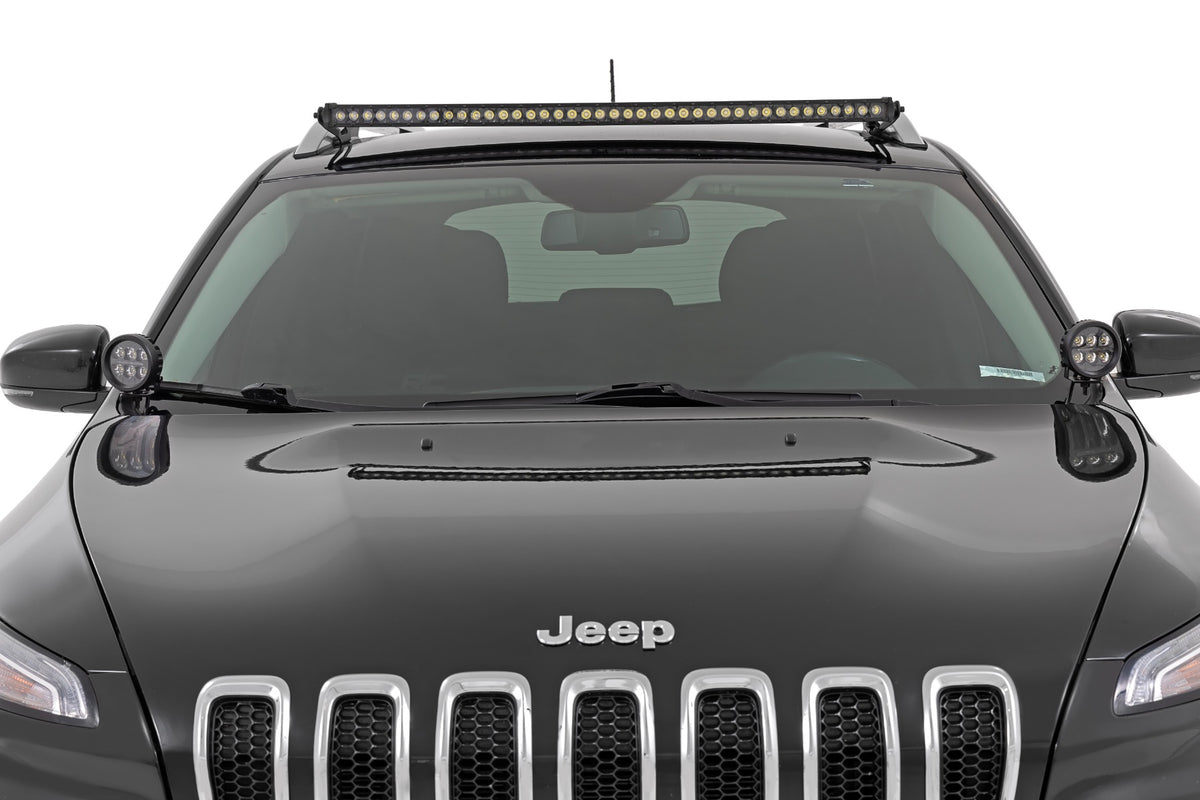 LED Light Kit Ditch Mount 3 Inch OSRAM Wide Jeep Cherokee KL (14-21) Rough Country