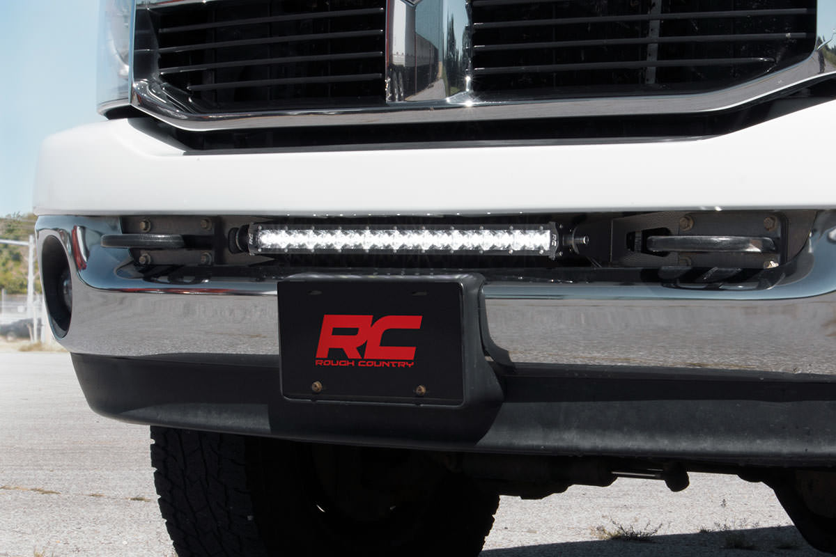 LED Light Kit Bumper Mount 20 Inch Black Single Row White DRL Ram 2500 (03-18)/3500 (03-18) Rough Country