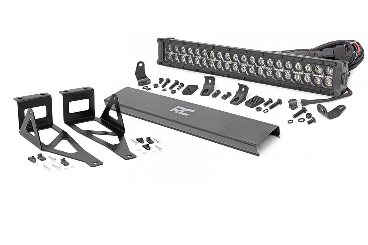 LED Light Kit Bumper Mount 20 Inch Black Dual Row Amber DRL Ford F-250/F-350 Super Duty (05-07) Rough Country