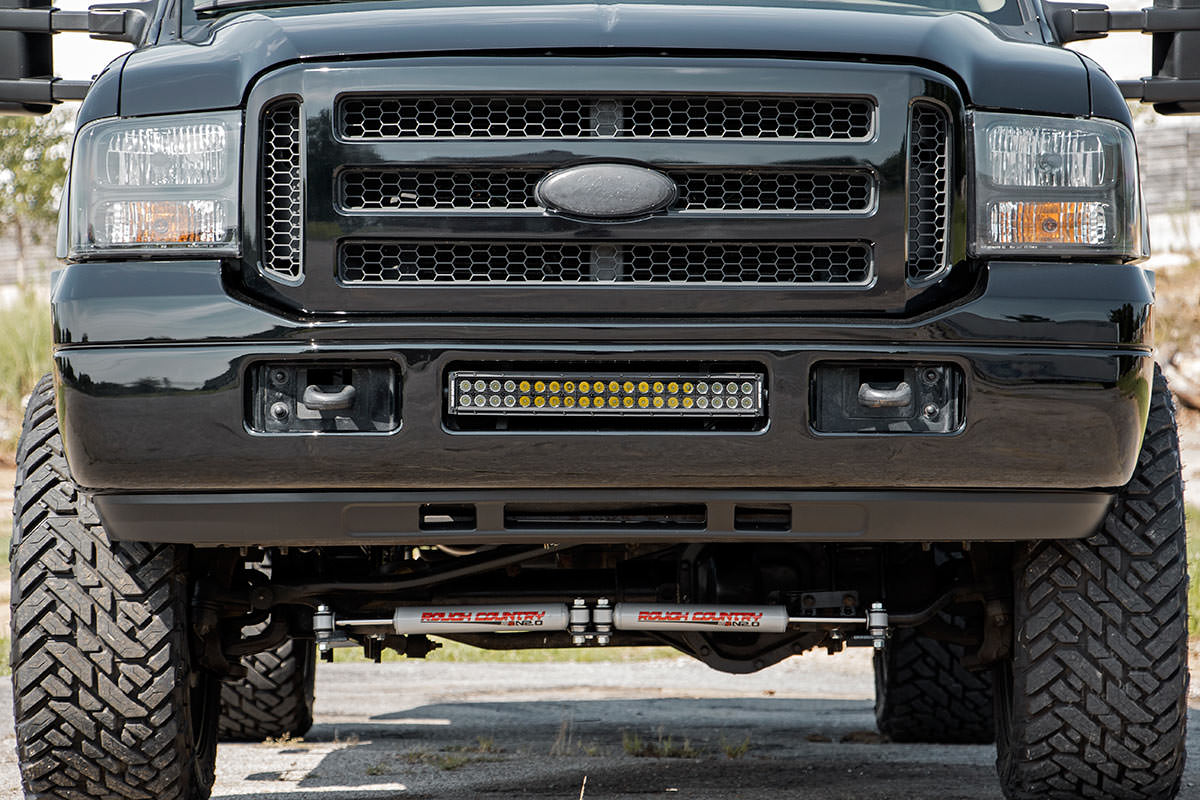 LED Light Kit Bumper Mount 20 Inch Black Dual Row Amber DRL Ford F-250/F-350 Super Duty (05-07) Rough Country