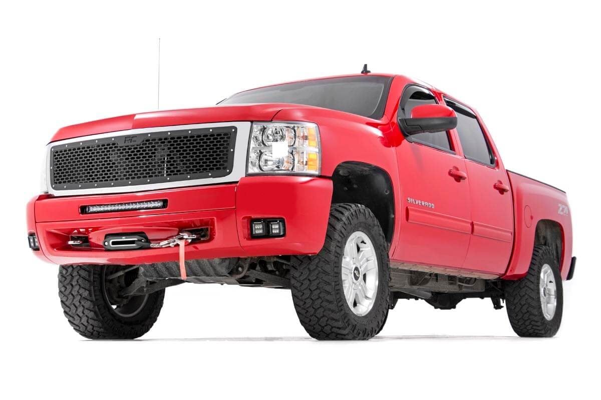 LED Light Kit Fog 2 Inch Black Pairs x2 Amber DRL Chevy Silverado 1500/2500HD/3500HD Rough Country