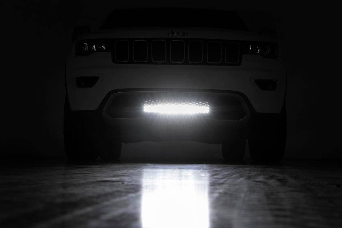 LED Light Kit Bumper Mount 20 Inch Black Dual Row Amber DRL Jeep Grand Cherokee WK2 (11-20) Rough Country