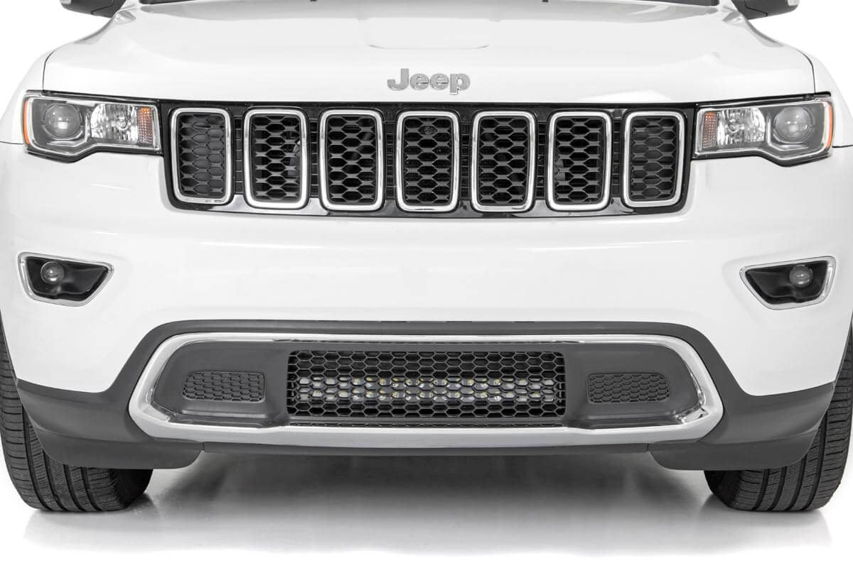 LED Light Kit Bumper Mount 20 Inch Black Dual Row White DRL Jeep Grand Cherokee WK2 (11-20) Rough Country