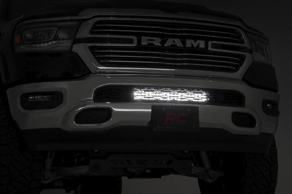 LED Light Kit Bumper Mount 20 Inch Black Dual Row Ram 1500 2WD/4WD (19-24) Rough Country