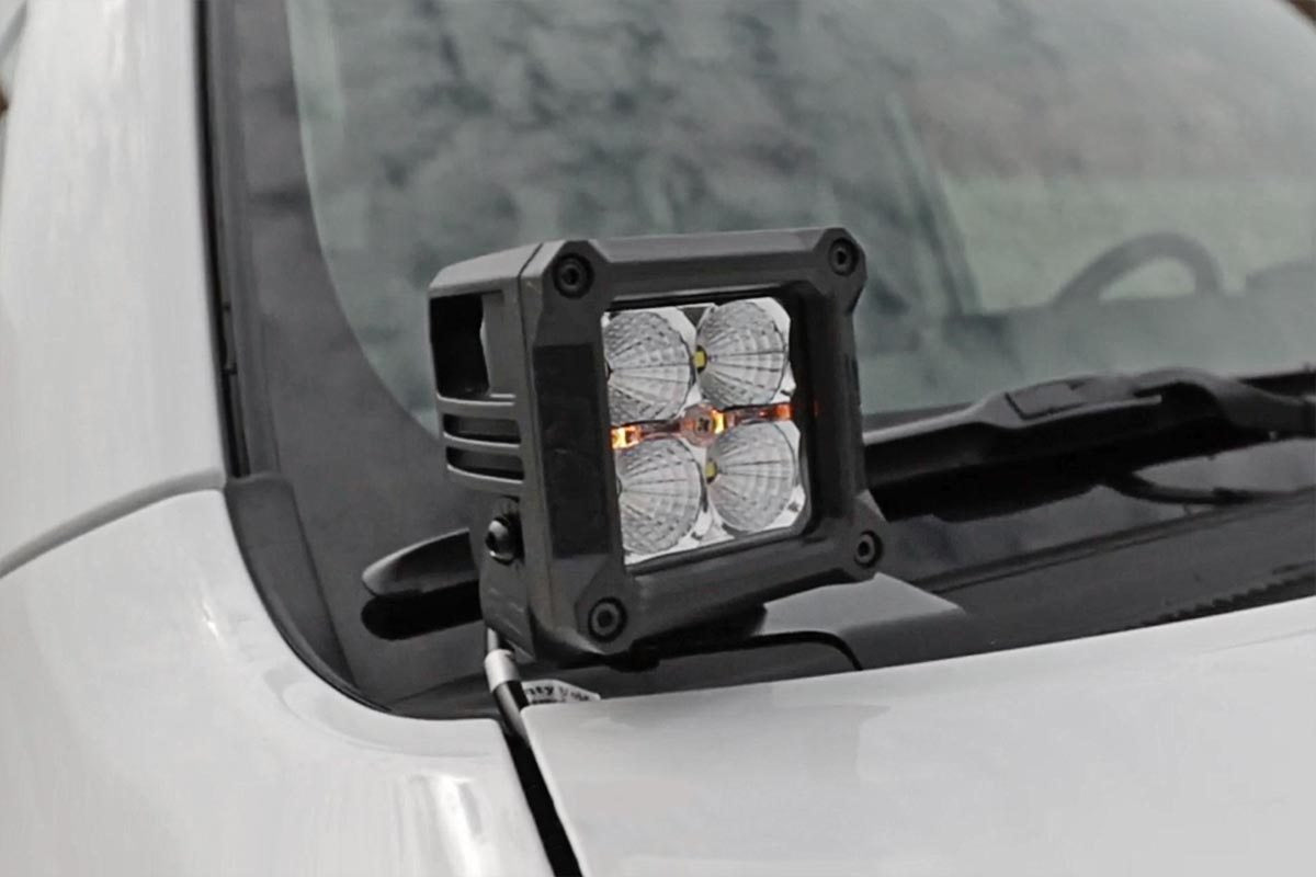 LED Light Kit Ditch Mount 3 Inch Chrome Wide Angle Pair Rough Country