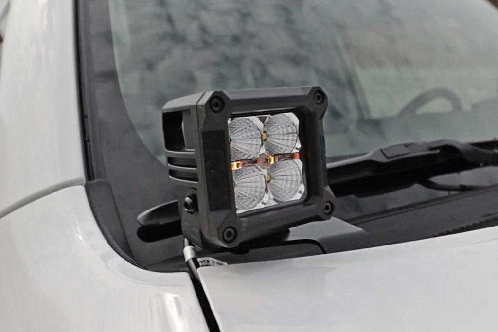 LED Light Kit Ditch Mount 2 Inch Black Pair White DRL Toyota 4Runner (10-24) Rough Country