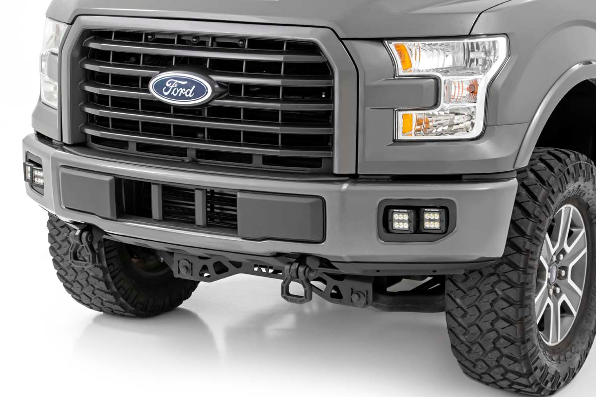 LED Light Kit Fog Mount Dual 2 Inch Black Pairs SAE Ford F-150 (15-17) Rough Country