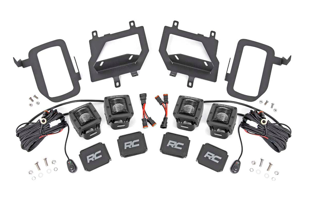 LED Light Kit Fog Mount Dual 2 Inch Black Pairs SAE Ford F-150 (15-17) Rough Country