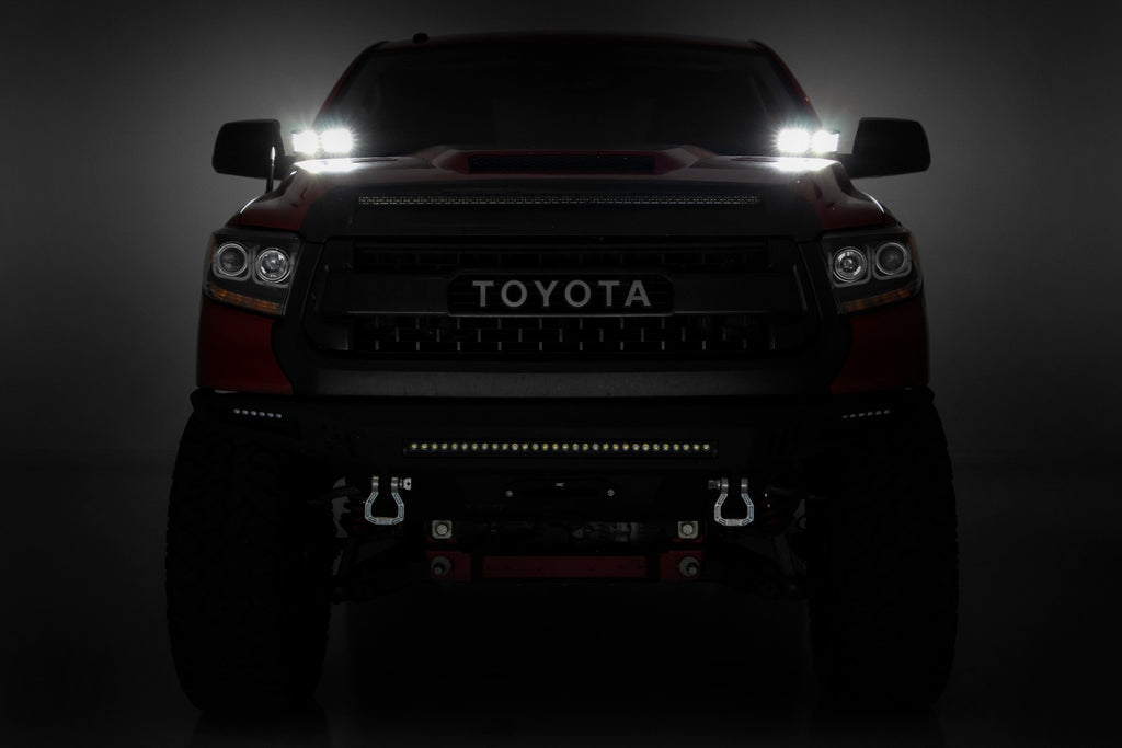 LED Light Kit Ditch Mount Dual 2 Inch Black Pairs Amber DRL Toyota Tundra (14-21) Rough Country