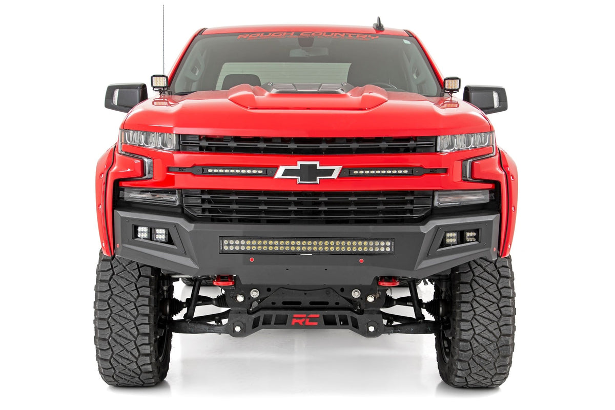 LED Light Kit Ditch Mount 2 Inch Black Pair White DRL Chevy Silverado 1500 (19-26) Rough Country