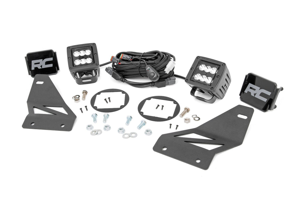 LED Light Kit Fog Mount 2 Inch Black Pair Spot Nissan Frontier (05-20) Rough Country