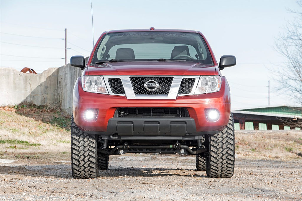 LED Light Kit Fog Mount 2 Inch Black Pair Spot Nissan Frontier (05-20) Rough Country