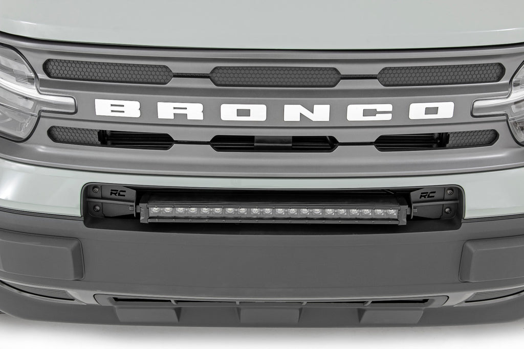 LED Light Kit Bumper Mount 20 Inch Black Single Row White DRL Ford Bronco Sport (21-26) Rough Country