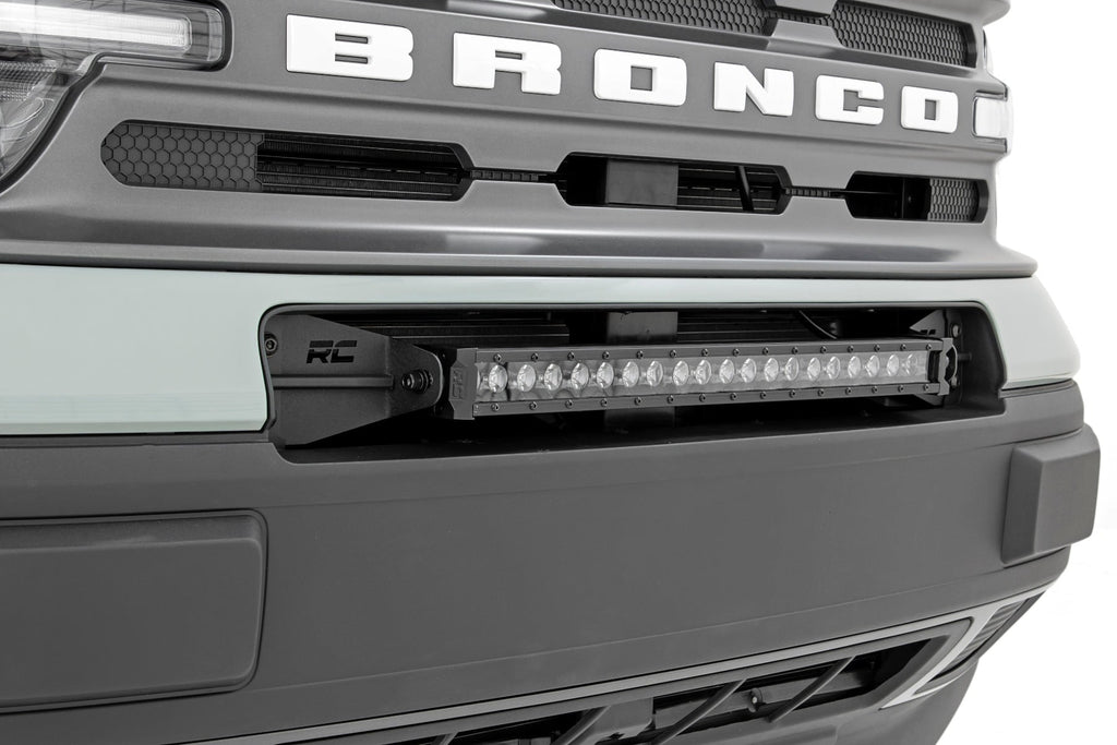 LED Light Kit Bumper Mount 20 Inch Black Single Row White DRL Ford Bronco Sport (21-26) Rough Country