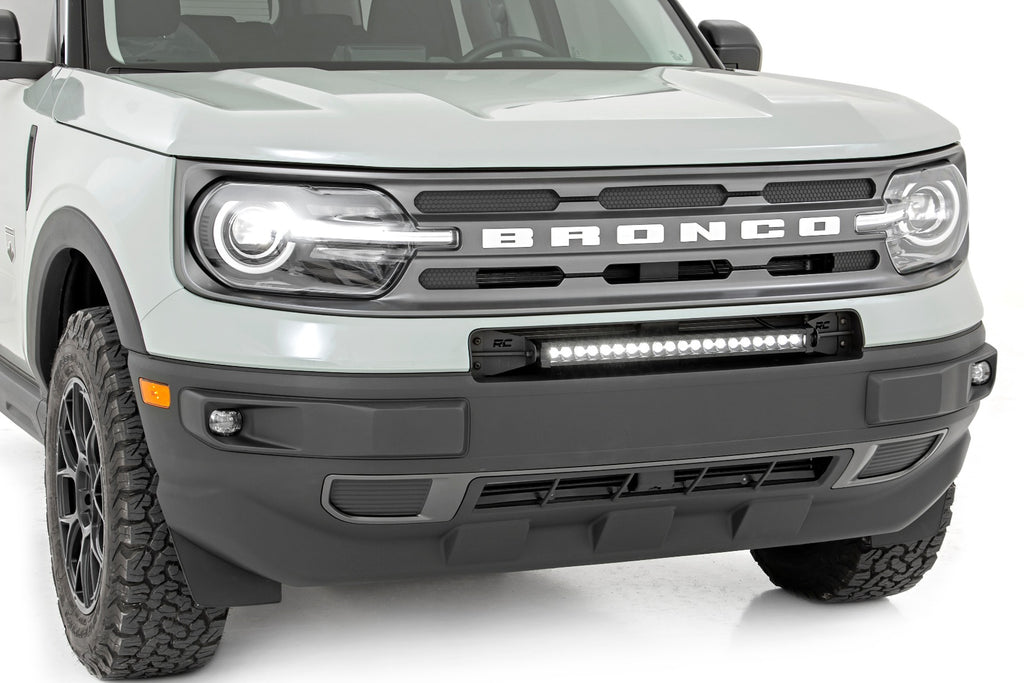 LED Light Kit Bumper Mount 20 Inch Black Single Row White DRL Ford Bronco Sport (21-26) Rough Country