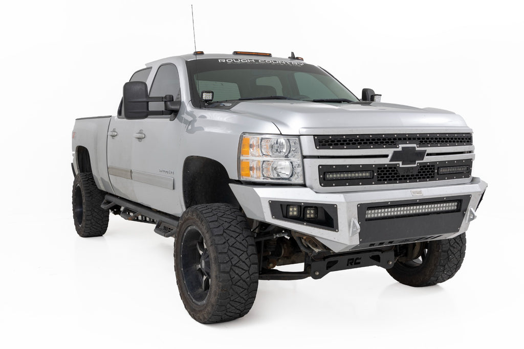 LED Light Kit Ditch Mount 2 Inch Black Pair Spot Chevy 1500 & Silverado/Sierra 2500HD/3500HD (07-14) Rough Country