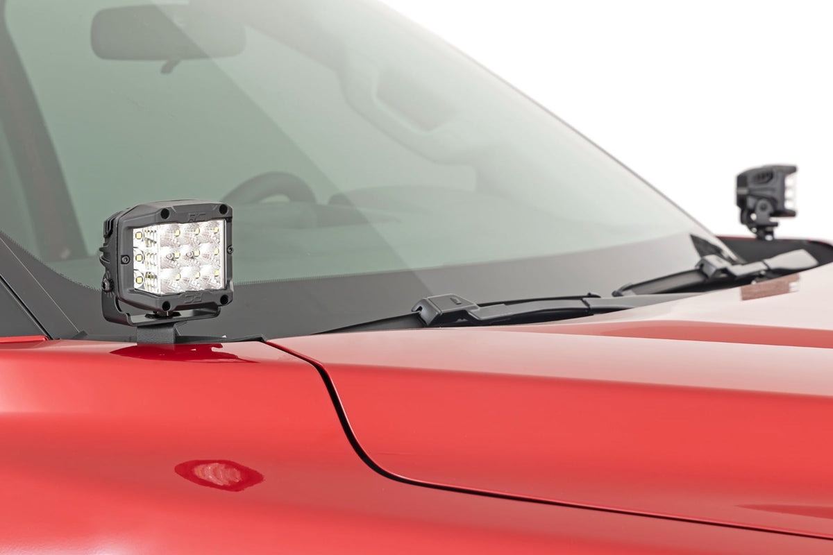 LED Light Kit Ditch Mount 2 Inch Black Pair Spot Toyota Tundra (22-26) Rough Country