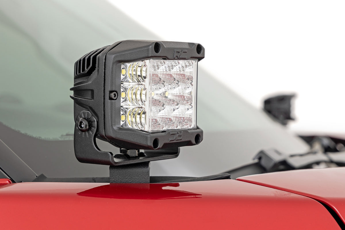 LED Light Kit Ditch Mount 2 Inch Black Pair Amber DRL Toyota Tundra (22-26) Rough Country