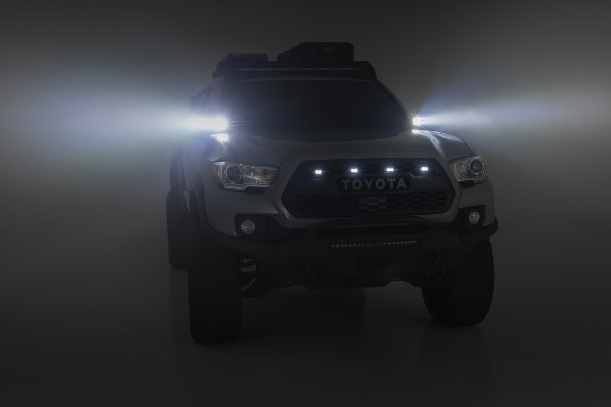 LED Light Kit Ditch Mount 2 Inch Black Pair Spot Toyota Tacoma (16-23) Rough Country