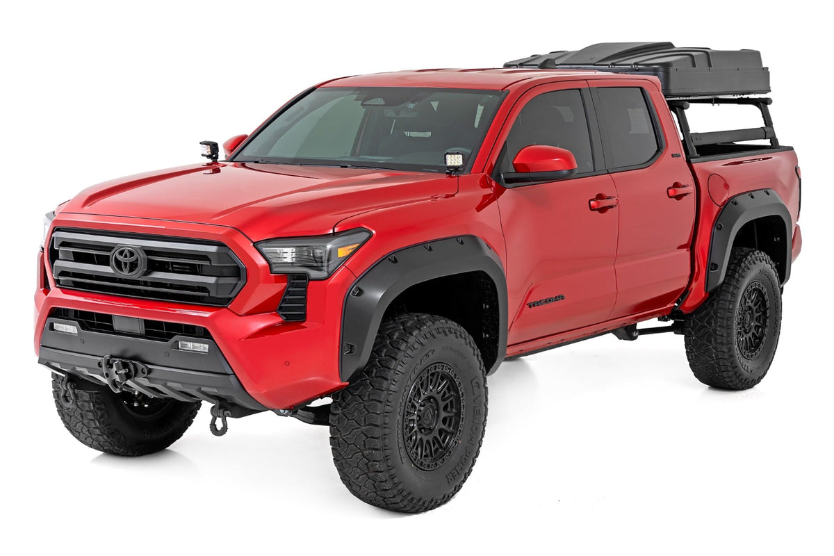 LED Light Kit Ditch Mount 2 Inch Black Pair Flood Toyota Tacoma (24-26) Rough Country