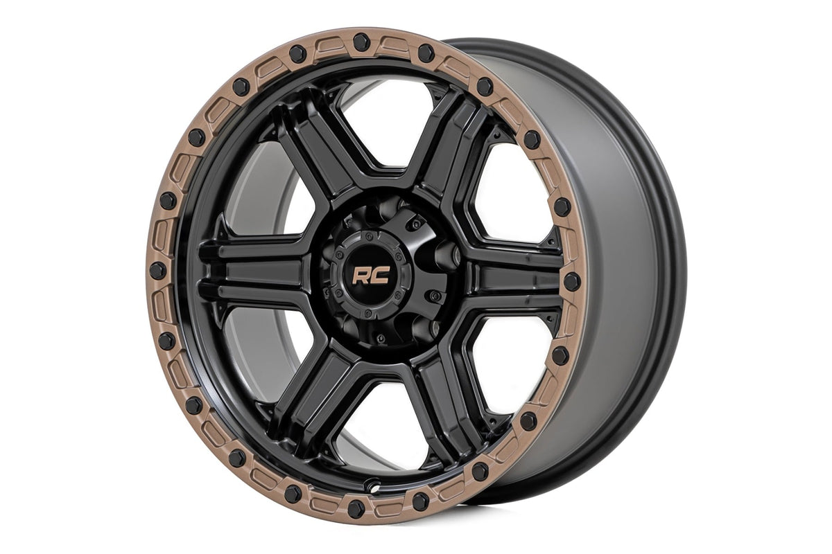 79 Series Wheel One-Piece Semi Gloss Black w/Bronze Ring 15x8 Rough Country