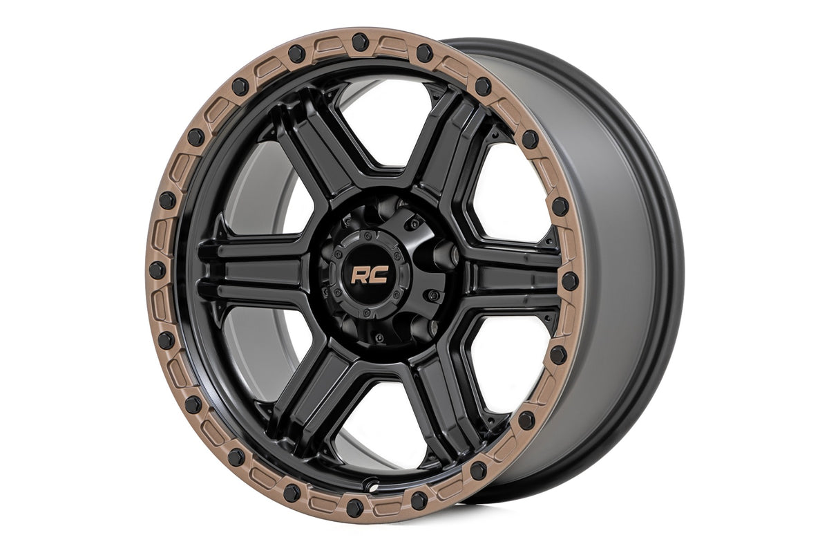 79 Series Wheel One-Piece Semi Gloss Black w/Bronze Ring 17x8.5 Rough Country