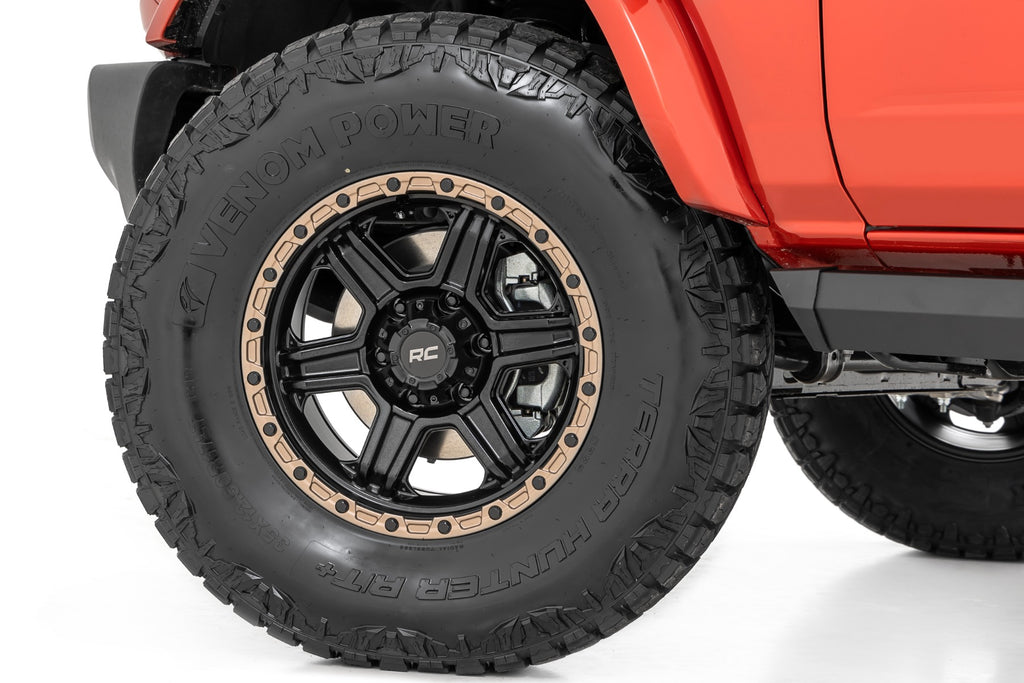 79 Series Wheel One-Piece Semi Gloss Black w/Bronze Ring 18x9 Rough Country