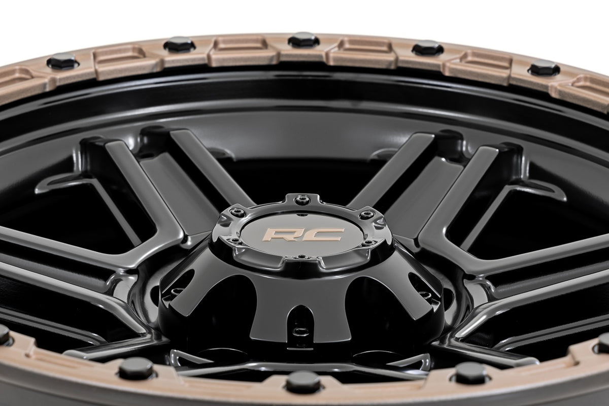 79 Series Wheel One-Piece Semi Gloss Black w/Bronze Ring 18x9 Rough Country