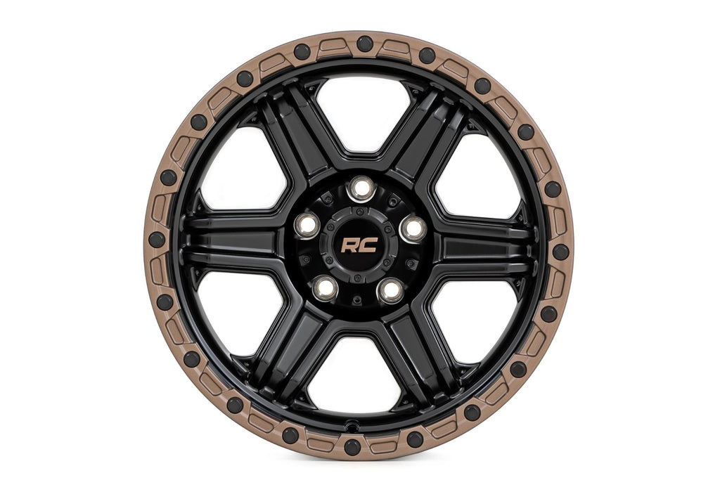 79 Series Wheel One-Piece Semi Gloss Black w/Bronze Ring 18x9 Rough Country