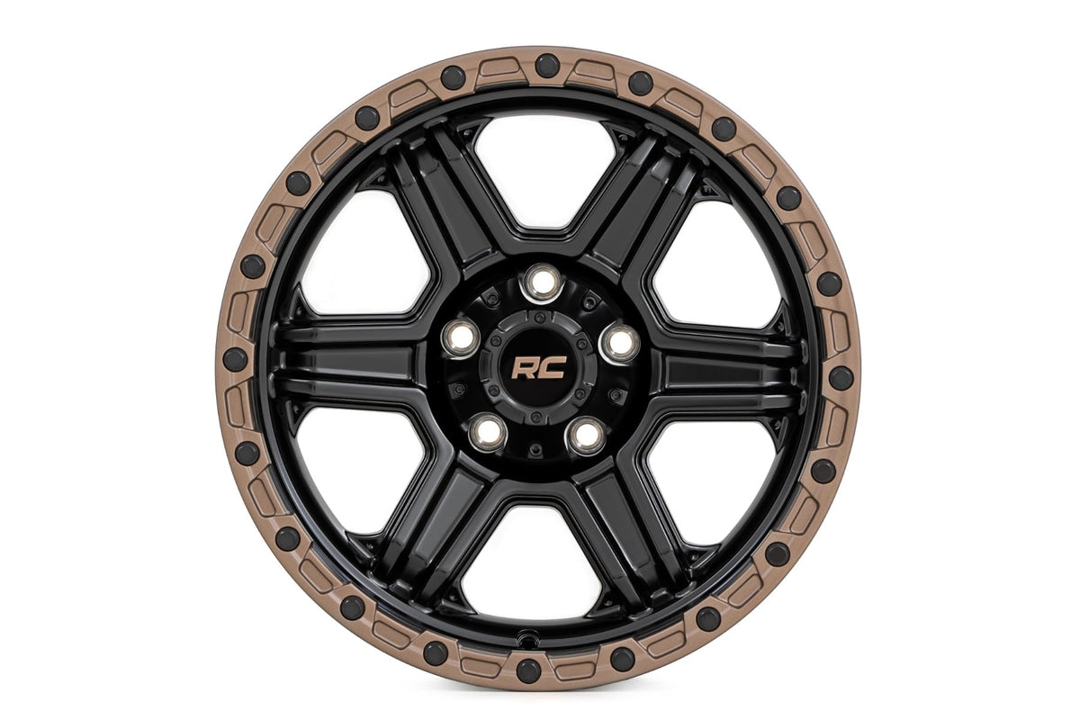 79 Series Wheel One-Piece Semi Gloss Black w/Bronze Ring 18x9 Rough Country