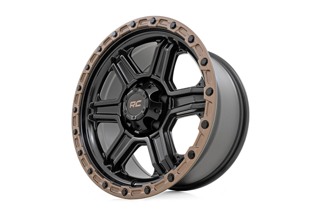 79 Series Wheel One-Piece Semi Gloss Black w/Bronze Ring 18x9 Rough Country