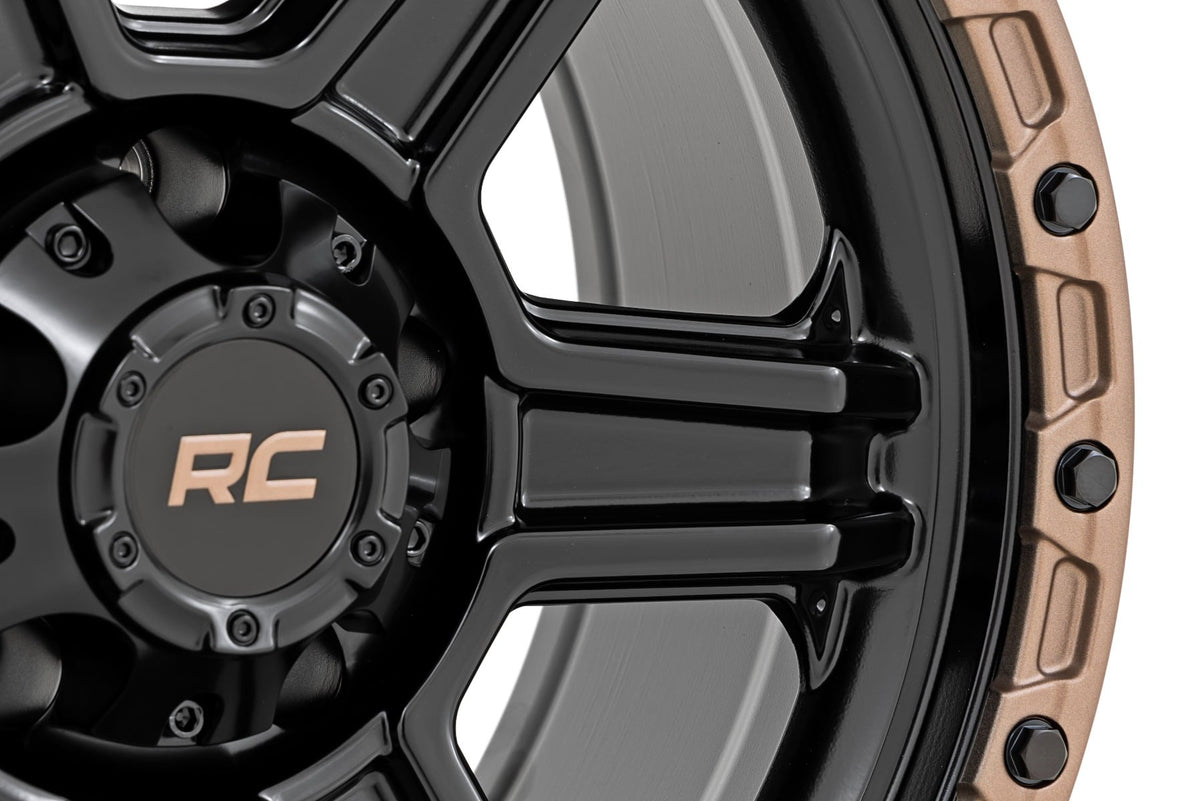 79 Series Wheel One-Piece Semi Gloss Black w/Bronze Ring 18x9 Rough Country
