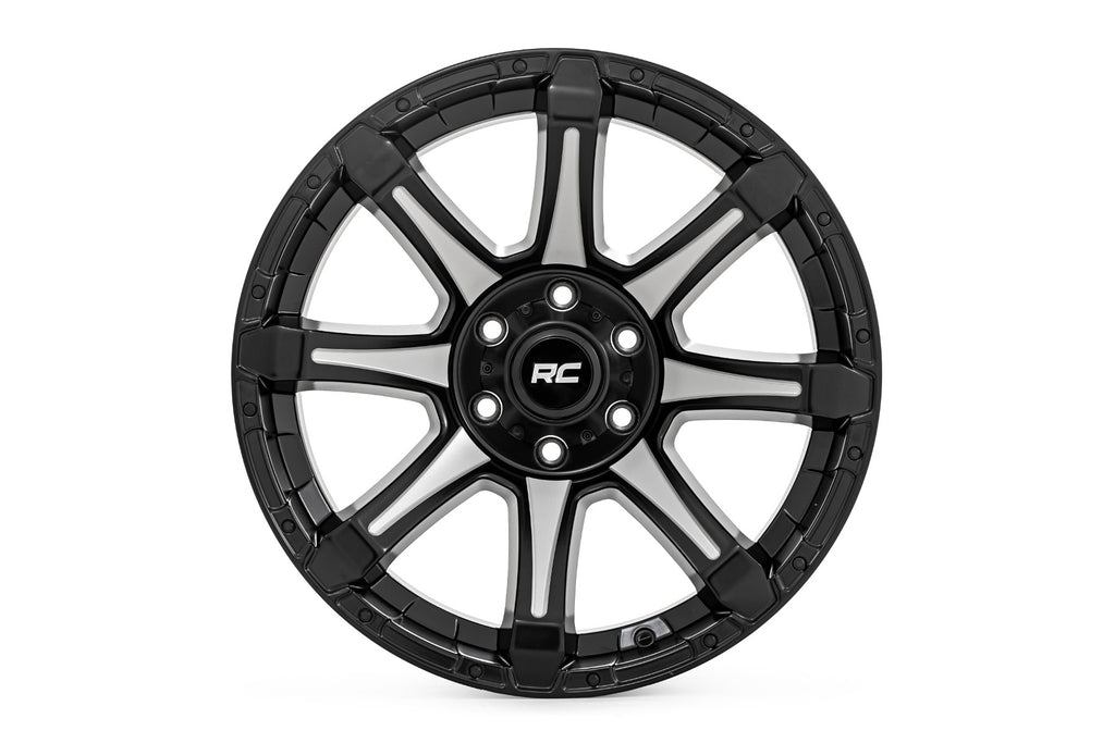 81 Series Wheel One-Piece Semi Gloss Black w/machined spokes 20x10 Rough Country