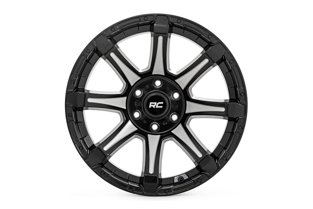 81 Series Wheel One-Piece Semi Gloss Black w/machined spokes 20x10 Rough Country