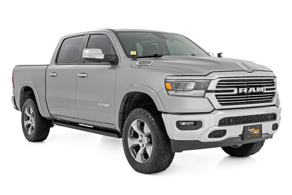 LED Light Kit Ditch Mount 2 Inch Black Pair White DRL Ram 1500 (19-26) Rough Country