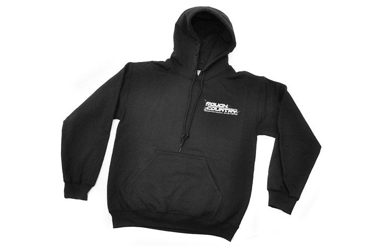 Rough Country Hoodie 100 Percent Preshrunk Cotton Front Rough Country logo Back Jeep design Size Medium Color Black