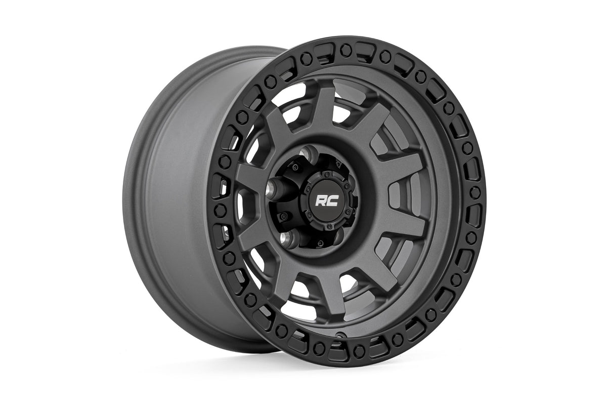 85 Series Wheel One-Piece Gunmetal Gray/Black 15x8 Rough Country