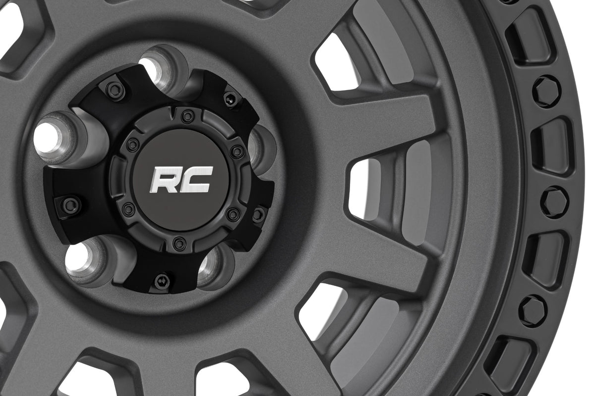 85 Series Wheel One-Piece Gunmetal Gray/Black 15x8 Rough Country