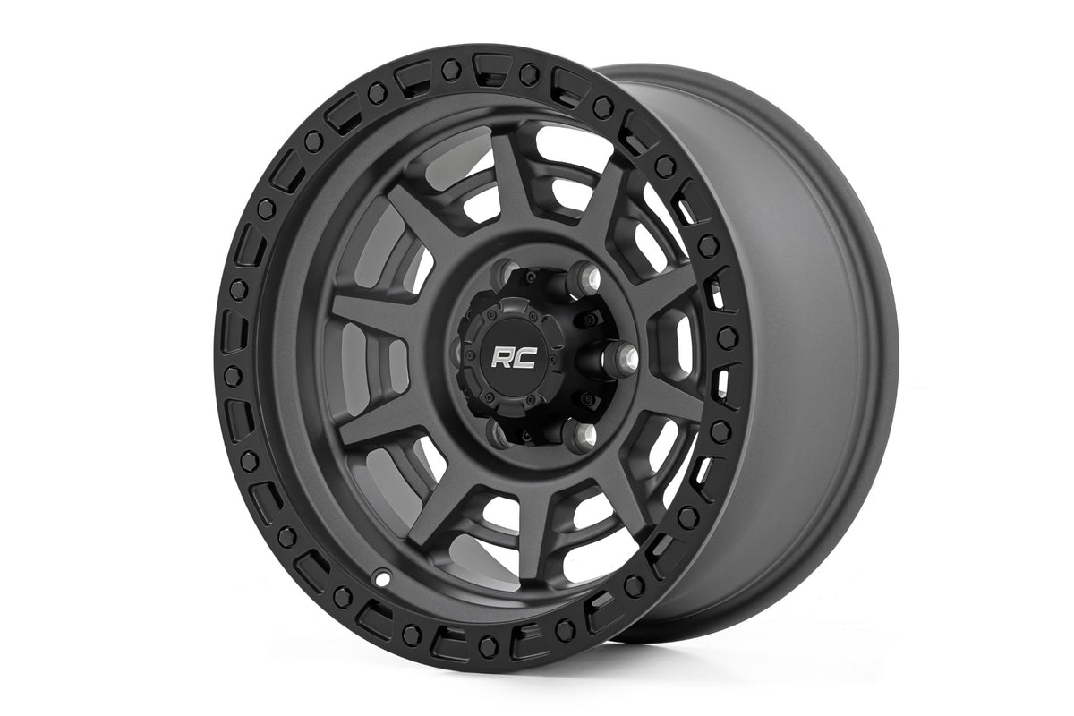 85 Series Wheel Simulated Beadlock Gunmetal Gray/Black 17x9 Rough Country